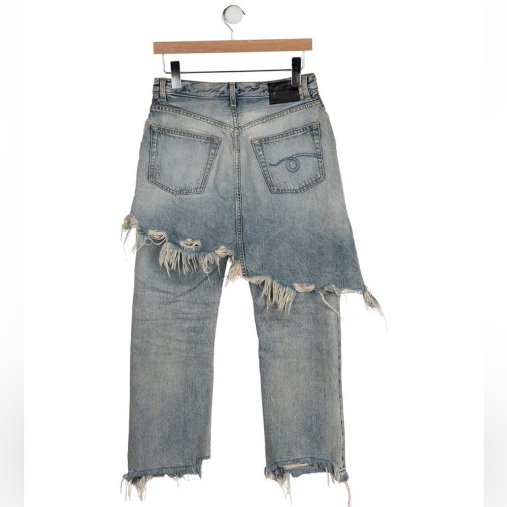 R13 Women Straight Leg Distressed Light Blue Jeans - Picture 2 of 2